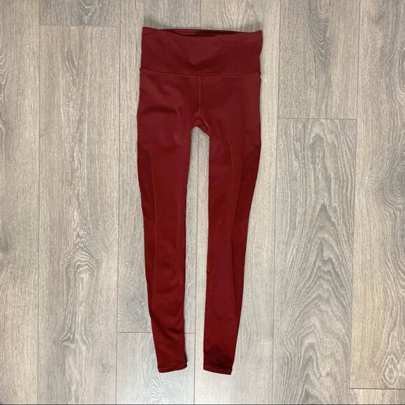 Lululemon Reveal 7/8  Tights Deep Rouge Leggings Mesh Dotted Seamless Size XS - Picture 6 of 16